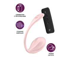 Виброяйцо Satisfyer Ribbed Petal с пультом ДУ, розовое, 7,8 см